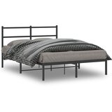 Maison Chic Kovinski Posteljni okvir - Dvoposteljna postelja - Zakonska postelja z vzglavjem črn 140x200 cm, (21693289) | Shoptok.si