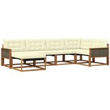 vidaXL Zunanja garnitura za sedenje z blazino 6 pcs Naravna in smetana, (5000271642) | Shoptok.si