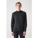 Avva Men's Anthracite Half Turtleneck Wool Blended Standard Fit Normal Cut Knitwear Sweater Cene