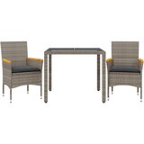  3-dijelni vrtni blagovaonski set s jastucima poliratan i staklo Siva 90 x 90 x 75 cm | shoptok.hr
