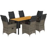  7-dijelni vrtni bistro set od poliratana s jastucima sivi | shoptok.hr