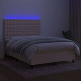 Box spring postelja z vzmetnico LED krem 140x200 cm blago, (20901095) | Shoptok.si