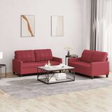  2-dijelni set sofa s jastucima boja vina od umjetne kože | shoptok.hr