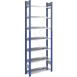 hofe Sestavljivi regal za fascikle, enostranski, višina 2350 mm, ŠxG 750 x 300 mm, osnovni regal, modre barve / pocinkana izvedba | Shoptok.si