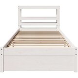  Okvir kreveta s uzglavljem bijeli 75x190 cm od borovine | shoptok.hr
