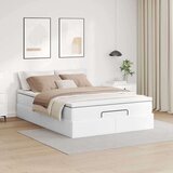 vidaXL Otomanski posteljni okvir z vzmetnico bel 140x200 cm um. usnje | Shoptok.si