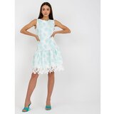 Fashion Hunters White and mint floral cocktail dress without sleeves Cene