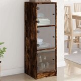 vidaXL Visoka omara s steklenimi vrati dimljeni hrast 35x37x109 cm, (21025730) | Shoptok.si