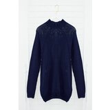 Trendyol navy blue Men's slim fit turtleneck half turtleneck raglan sleeve seamless basic knitwear sweater cene