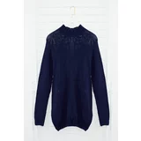 Trendyol Navy Blue Men&#39;s Slim Fit Turtleneck Half Turtleneck Raglan Sleeve Seamless Basic Knitwear Sweater