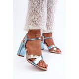Boto Eco Leather Sandals with Block Heel in Blue-Gold Abilica | shoptok.hr