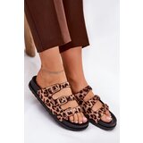 Boto Ladies Slippers With Straps And Buckles In Leopard Print Brown Uliri | shoptok.hr
