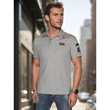 DStreet Koszulka męska polo z naszywkami szara | Shoptok.si