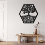 Wallxpert metalni zidni ukras 5193, drvo života sa korenjem u šestougaonom ramu, 44 x 46 cm, crni Cene