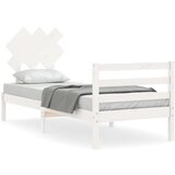 vidaXL Posteljni okvir z vzglavjem bel 90x200 cm trden les, (20739065) Cene