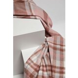 Marisse Powder Pink Checkered Scarf With Fringes | shoptok.hr