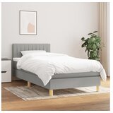  Box spring postelja z vzmetnico svetlo siv 100x200 cm blago | Shoptok.si