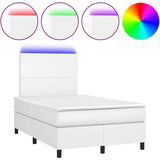  Krevet box spring s madracem LED bijeli 120x200 cm umjetna koža | shoptok.hr