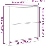 Ormarić za cipele bijeli 80x21x87,5 cm od konstruiranog drva | shoptok.hr