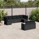  9-dijelni set vrtnih sofa s jastucima crni od poliratana | shoptok.hr