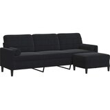  Trosjed s tabureom crni 210 cm baršunasti | shoptok.hr