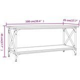  Stolić za kavu sonoma sivi 100x45x45 cm od drva i željeza | Shoptok.si
