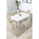 Hanah home trpezarijski set Lia, sto na razvlačenje i 4 stolice, bela ploča, krem tkanina Babyface | Eponuda.com
