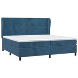 Box spring postelja z vzmetnico temno modra 200x200 cm žamet | Shoptok.si
