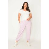 Şans Women's Lilac Cotton Fabric Inner Rayon Trousers And Elastic Waist Pocket Detailed Tracksuit Bottom Cene