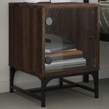  Noćni ormarići staklena vrata 2 kom boja hrasta 35 x 37 x 50 cm Siva | shoptok.hr