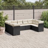  9-dijelni set vrtnih sofa s jastucima crni od poliratana | shoptok.hr