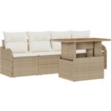 vidaXL 5-delni set vrtne kavče z blazinami Bež Poli Ratan | Shoptok.si