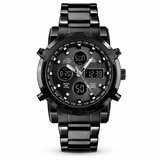 Vivva Dvojna analogno-digitalna ročna ura z jeklenim paščkom, vodoodporna, kvarčni mehanizem | WATCHROX Črna, (5000359602) | Shoptok.si