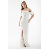 Lafaba Women's White Princess Sleeve Organza Long Evening Dress Cijene