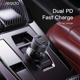 Yesido Auto punjač (Y48) - 2x Type-C brzo punjenje 60 W - crni | shoptok.hr
