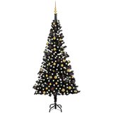  Umjetno osvijetljeno božićno drvce s kuglicama crno 240 cm PVC | shoptok.hr