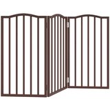 vidaXL Vrata za pse zložljiva 3 paneli rjava 150 cm topolovina | Shoptok.si