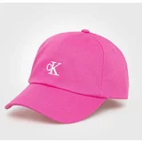 Calvin Klein Jeans Otroška bombažna bejzbolska kapa roza barva