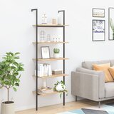 The Living Store 5-nadstropni prislonski regal svetlo rjav in črn 64x35x185 cm - Prislonski Regal, (21555060) | Shoptok.si