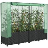 vidaXL Visoka greda s prevleko za rastlinjak videz ratana 160x40x138cm Cene