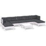 vidaXL Vrtna sedežna garnitura 8-delna z blazinami bela borovina, (20971951) | Shoptok.si