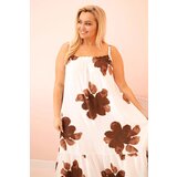 Kesi Włoski Women's dress with straps, ruffle, and floral print brown | Shoptok.si