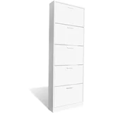 Lesena omarica za čevlje s 5 predelki bela, (21776310)