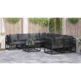  Vrtna sedežna garnitura z blazino 8 pcs Črna Aluminij - - črna - 83.25 - 283 x 283 x 71 cm - | Shoptok.si