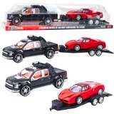  Set terenskog vozila s prikolicom i sportskim automobilom - 59cm - crveno/crni | Shoptok.si