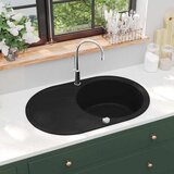 The Living Store Enojno ovalno kuhinjsko pomivalno korito iz granita črno - Kuhinjsko Korito, (21751137) | Shoptok.si