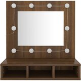 Ormarić s ogledalom LED boja smeđeg hrasta 60 x 31,5 x 62 cm | shoptok.hr