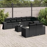  9-dijelni set vrtnih sofa s jastucima crni od poliratana | shoptok.hr
