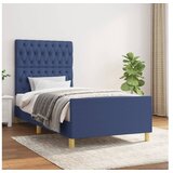vidaXL Posteljni okvir z vzglavjem moder 90x190 cm blago Cene