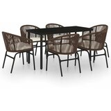  7-dijelni vrtni blagovaonski set smeđi Smeđa Dužina stola 140 cm | shoptok.hr